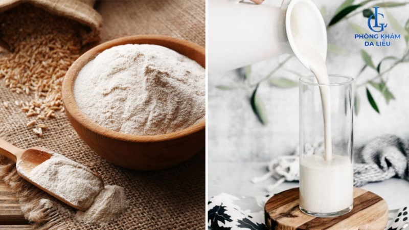 bột cám gạo + sữa tươi không đường