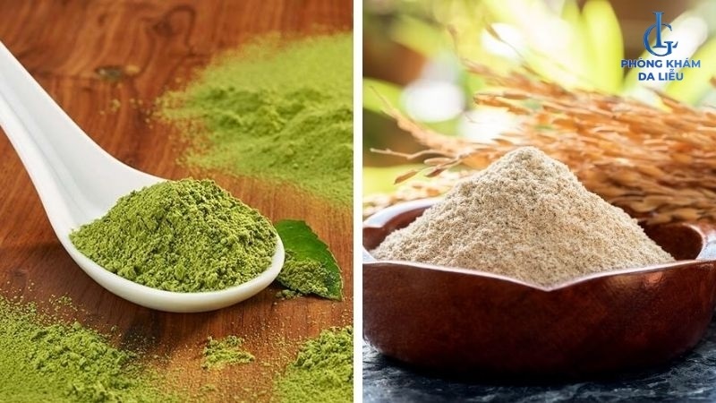 Mặt nạ cám gạo và trà xanh