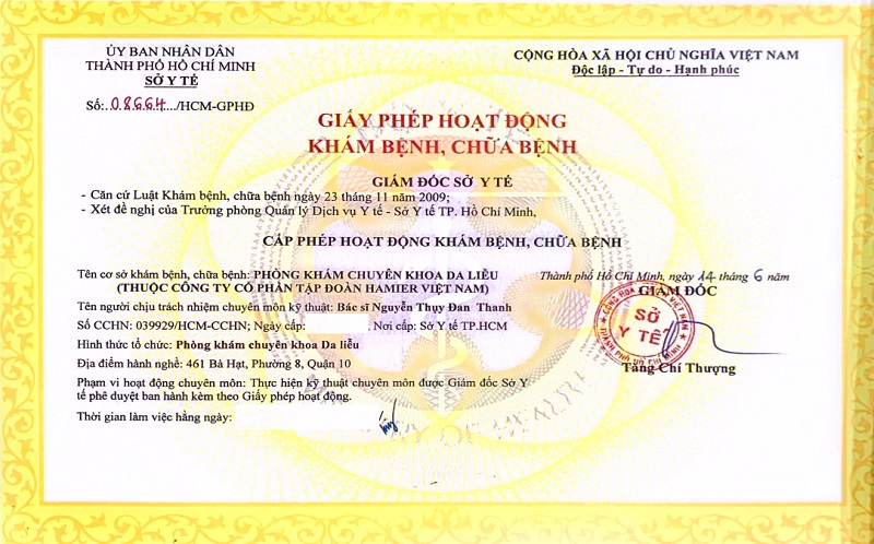 giấy phép phòng khám da liễu lg