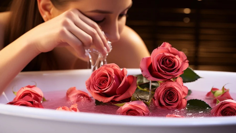 làm nước xông mặt trị mụn​ bằng hoa hồng