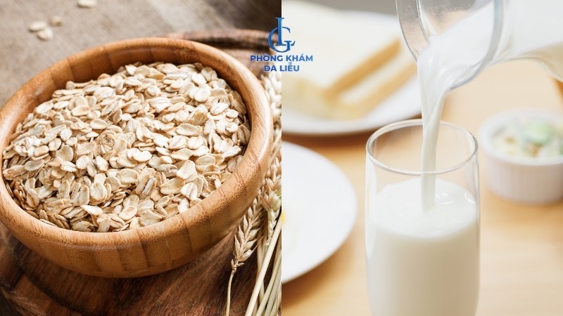 yến mạch và sữa tươi